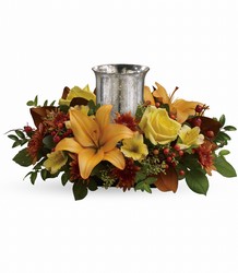Glowing Gathering Centerpiece by Teleflora from Arjuna Florist in Brockport, NY